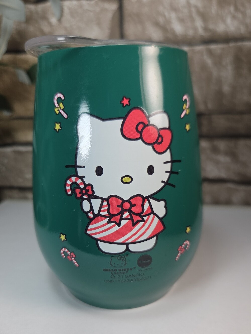 Hello Kitty Candy Cane Christmas Steel Tumbler Cup Sanrio 10oz LIMITED Hot &Cold